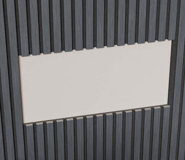 Акустическая панель, черный войлок, 2750х600х21мм, рейки МДФ, шпон дуб антрацит темно-серый